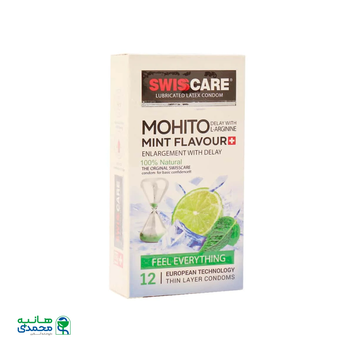 کاندوم تاخیری موهیتو نعنا سوئیس کر مدل Mohito Mint بسته 12 عدد