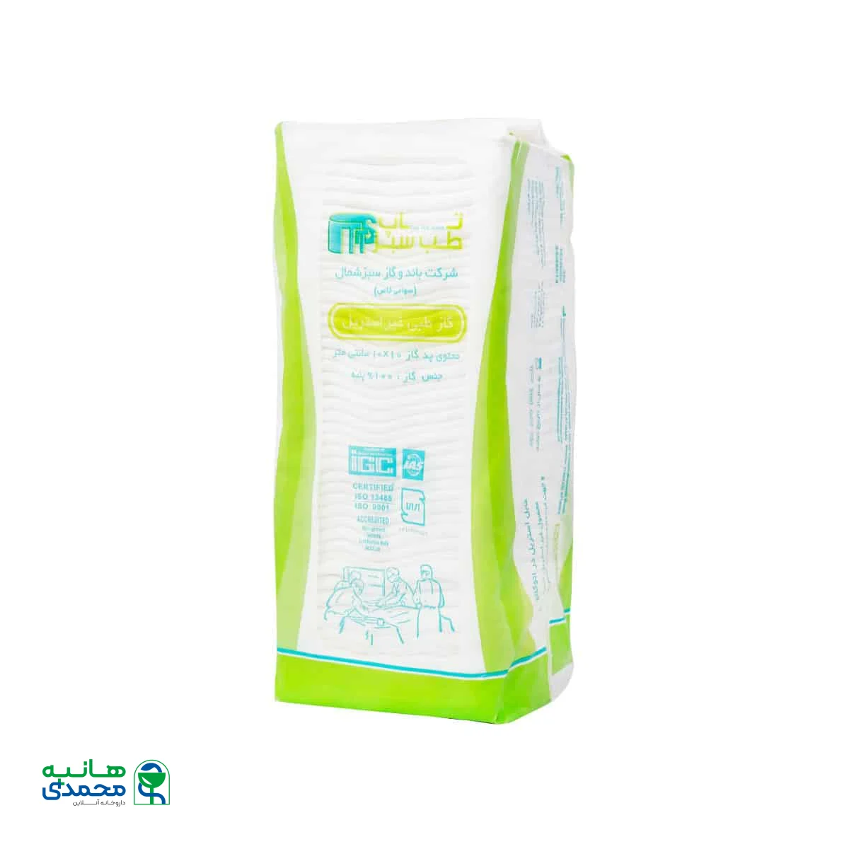 گاز طبی غیر استریل تاپ طب سبز 400 گرم