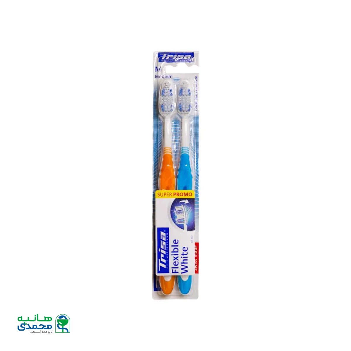 مسواک دوتایی فلکسیبل وایت با برس متوسط تریزا