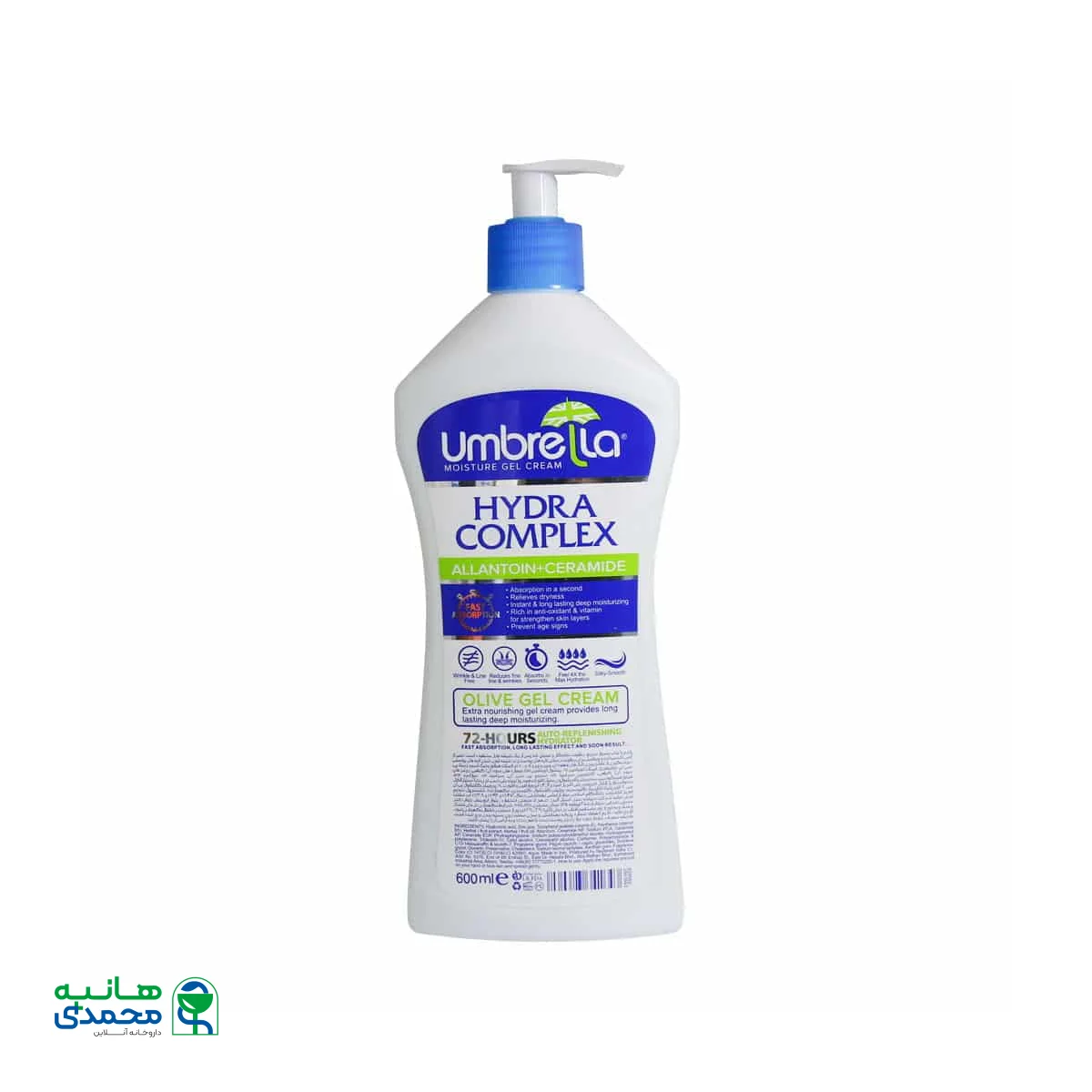 ژل کرم آبرسان پمپی انگور آمبرلا 600 میلی لیتر