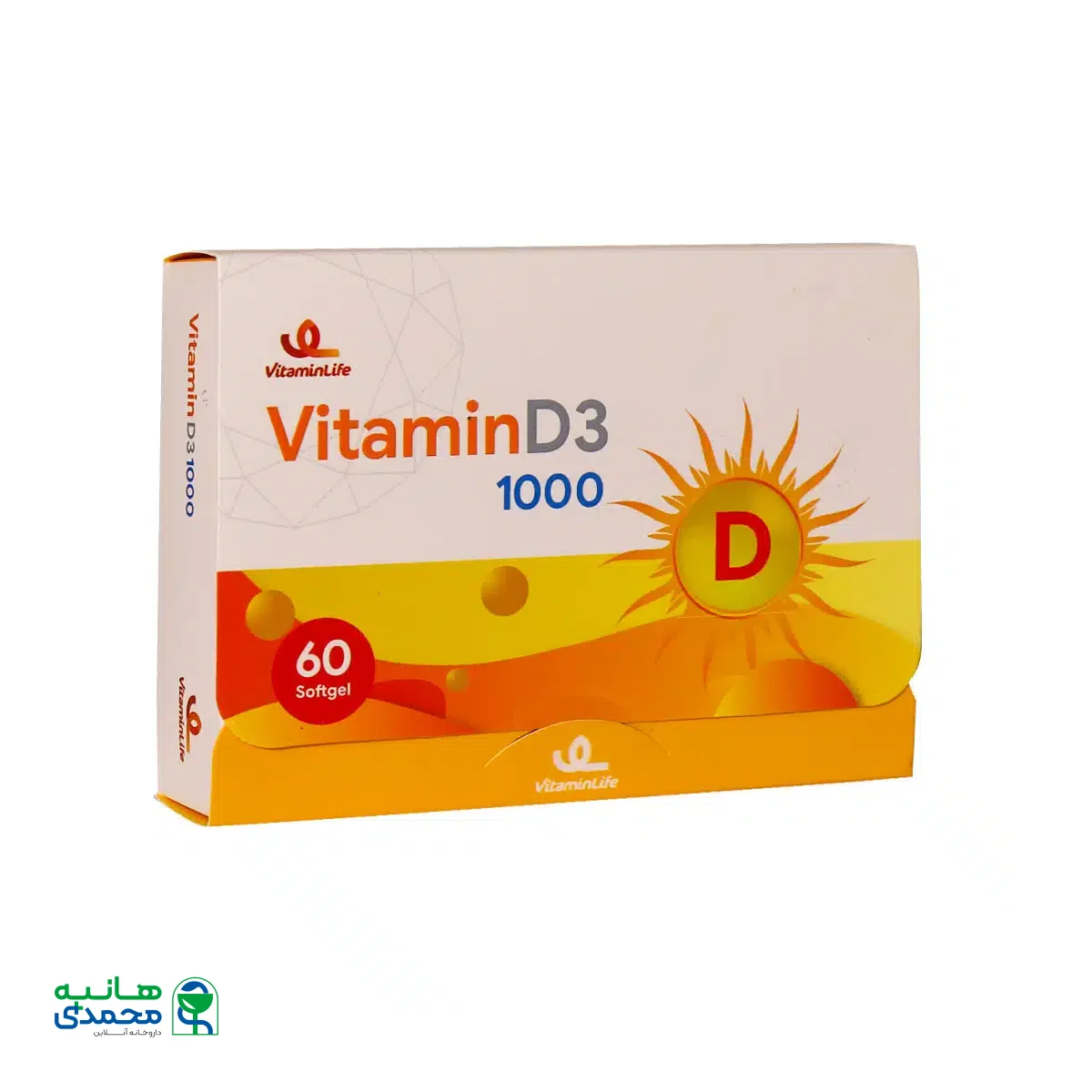 کپسول نرم ویتامین D3 1000 واحد ویتامین لایف 60 عدد