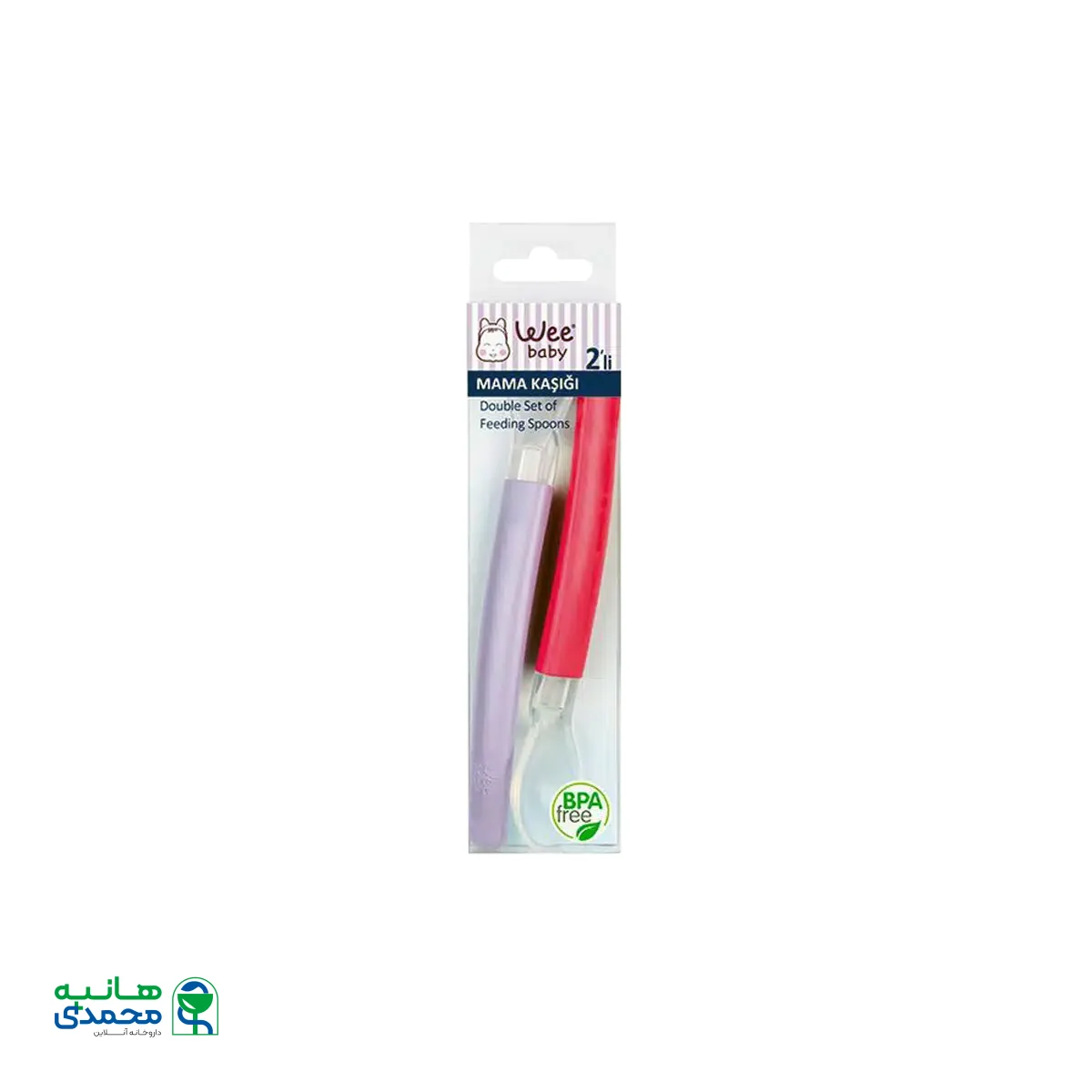 قاشق جفتی غذاخوری سر سیلیکونی وی بیبی کد ۱۲۲